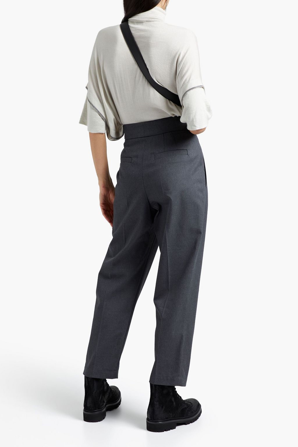 BRUNELLO CUCINELLI Pleated cotton and wool-blend twill tapered pants