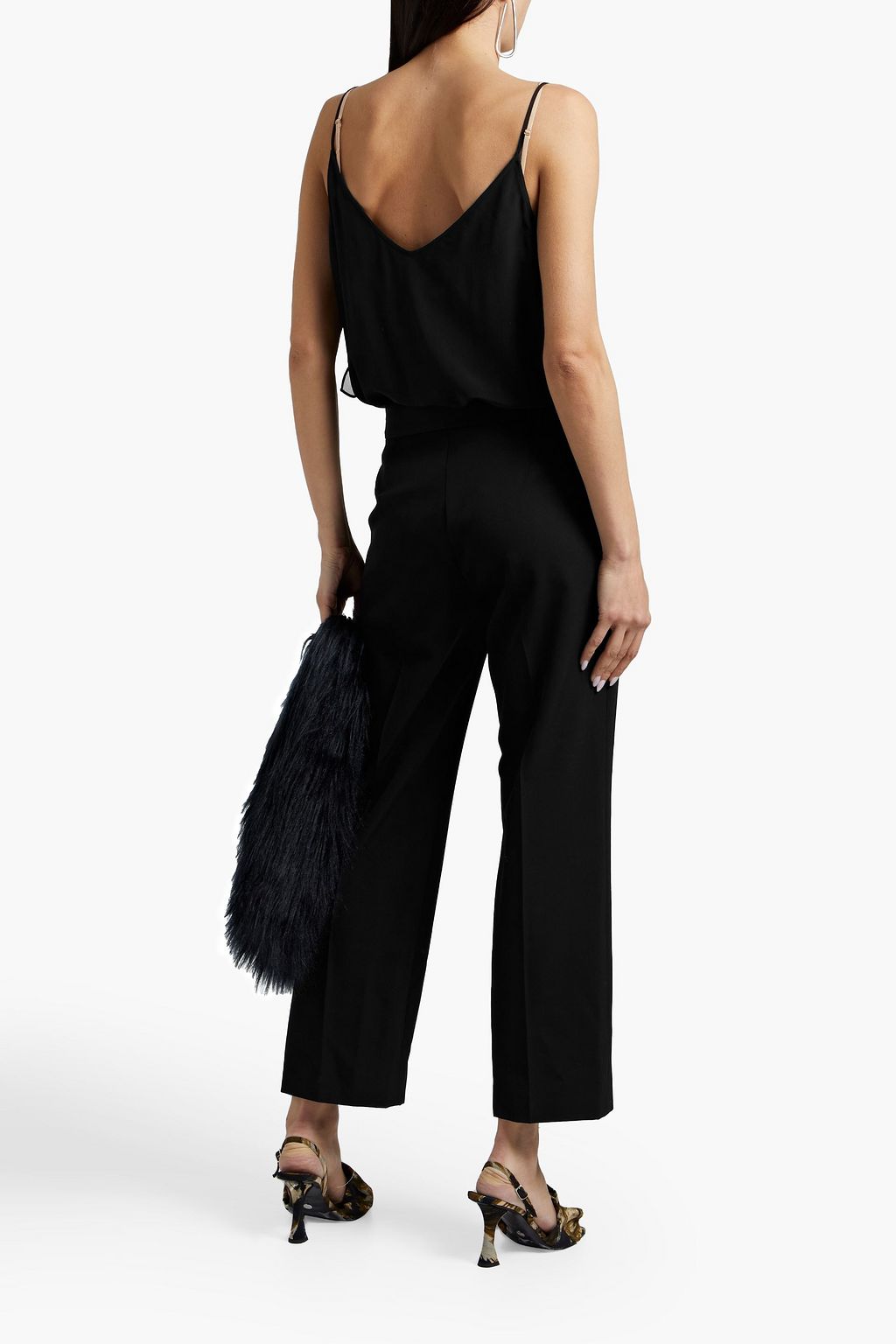 STELLA MCCARTNEY Appliquéd organza-paneled silk-crepe top
