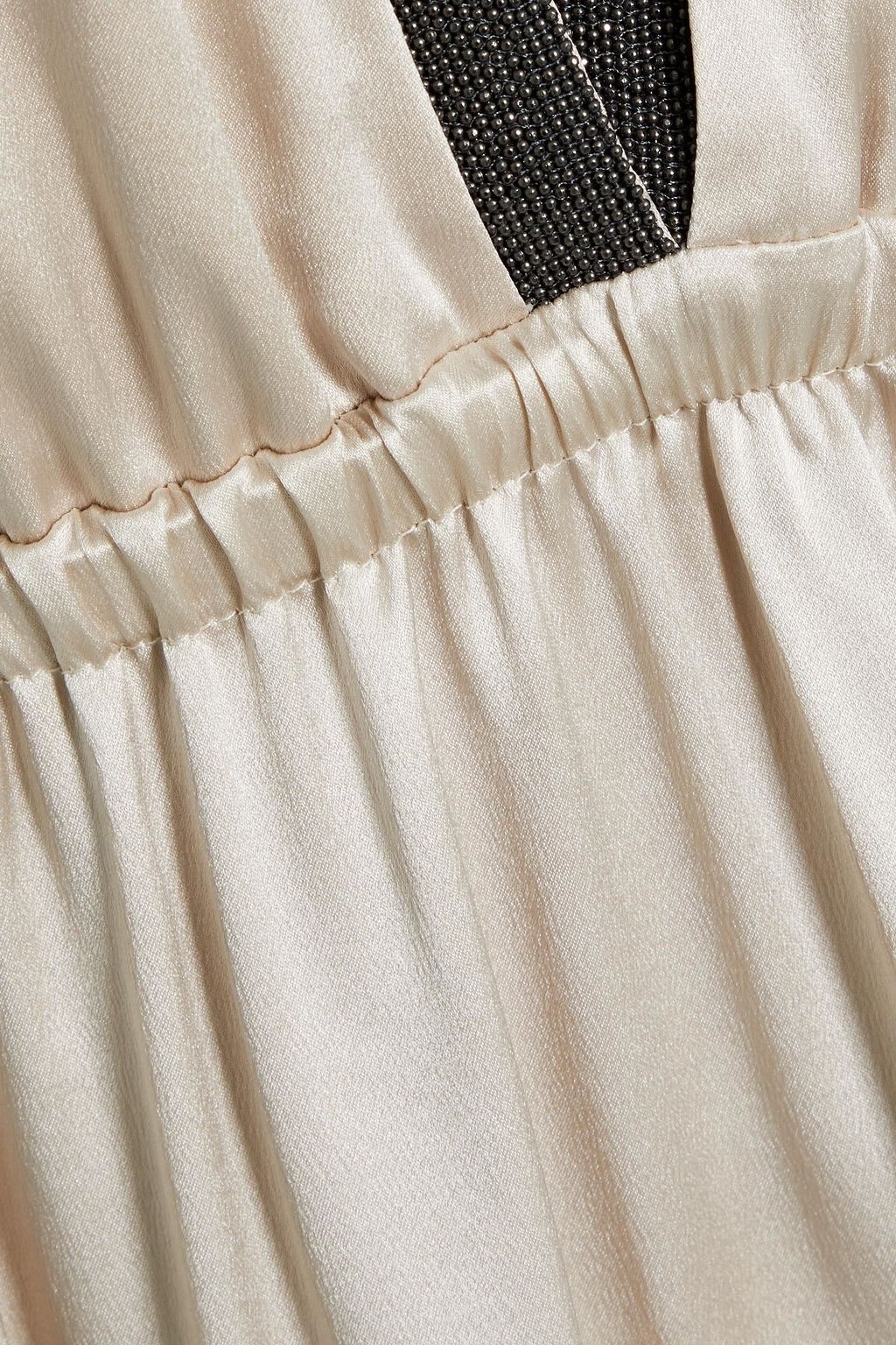 BRUNELLO CUCINELLI Bead-embellished silk-blend satin halterneck gown