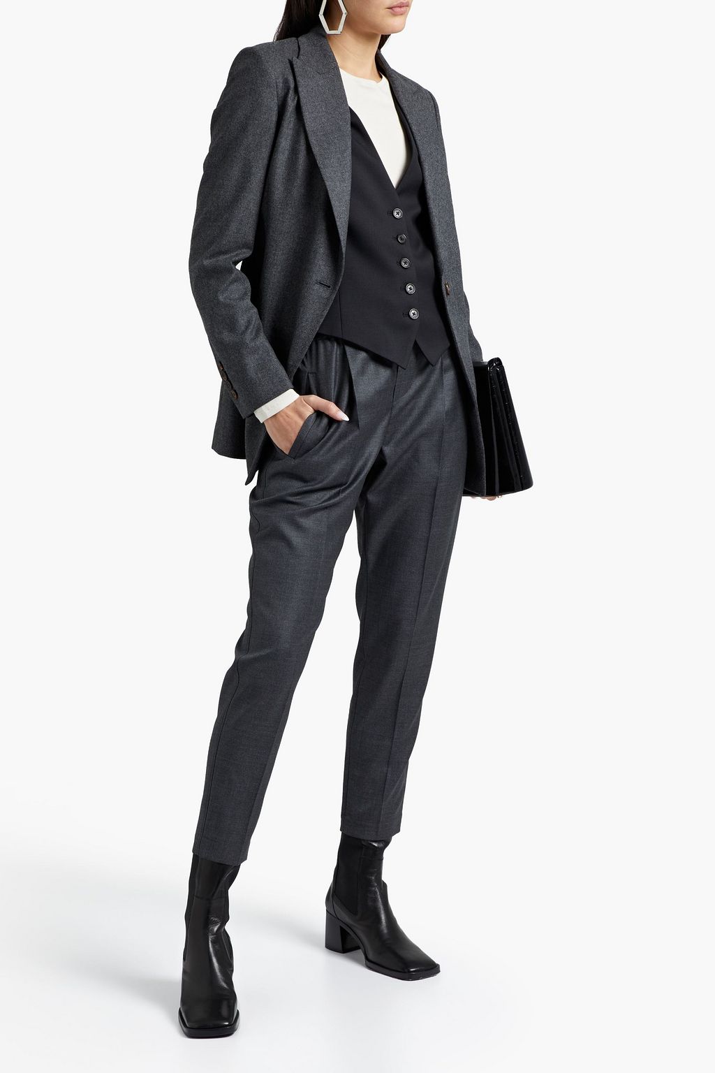 BRUNELLO CUCINELLI Belted wool tapered pants