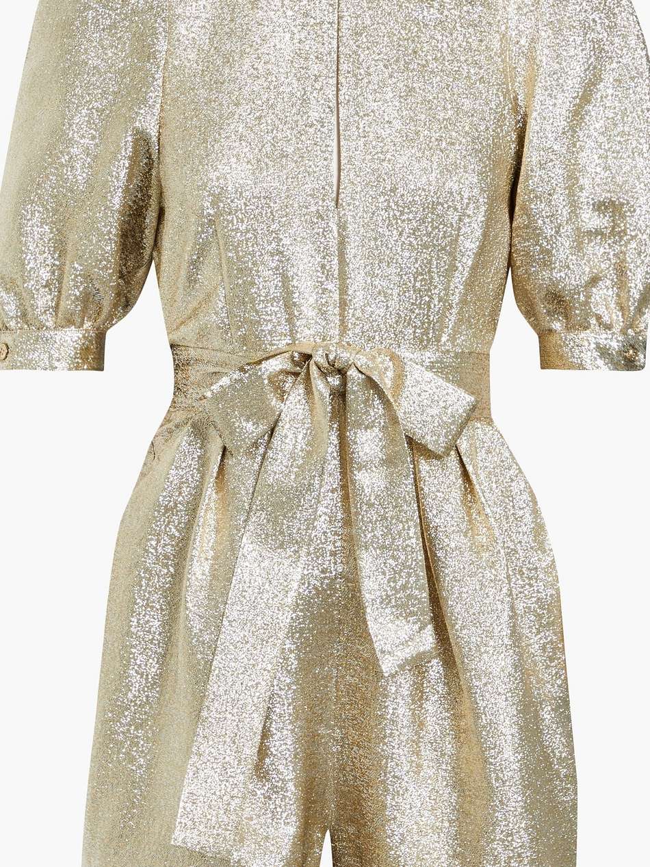 elisa pleated belted lurex playsuit