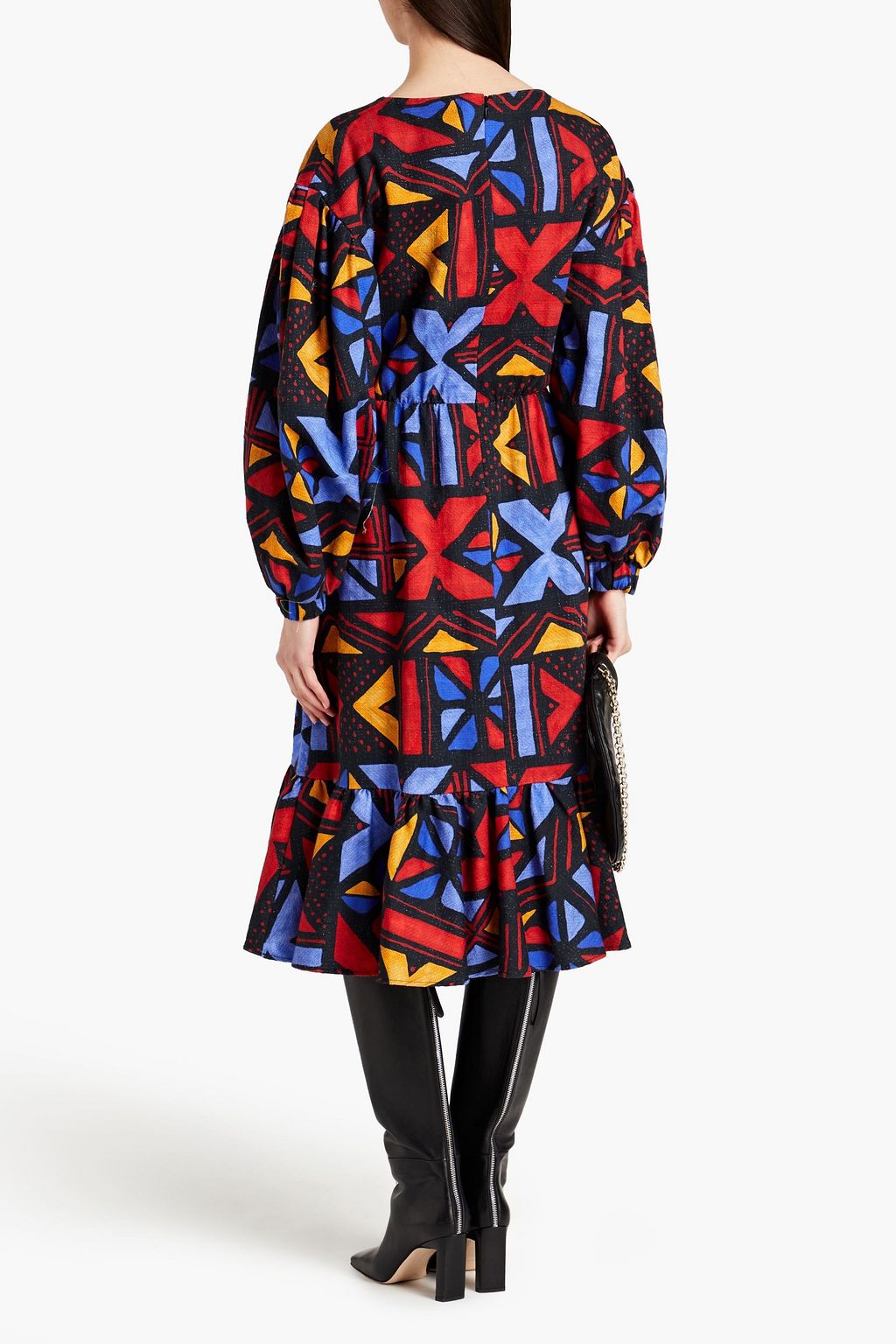 STELLA JEAN Printed stretch-cotton midi dress