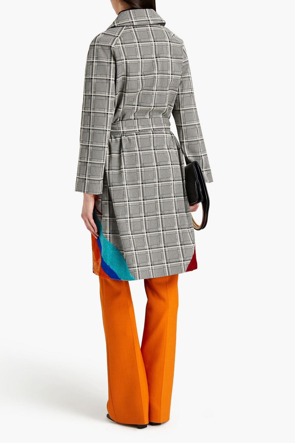 STELLA JEAN Felt-appliquéd Prince of Wales checked cotton-blend trench coat