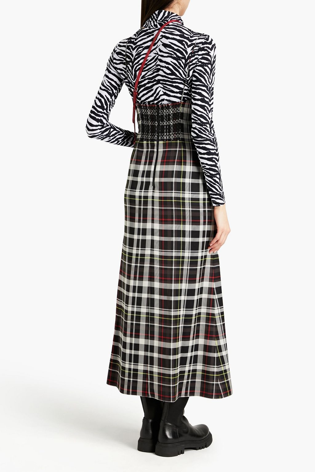ALICE + OLIVIA Julietta checked satin midi dress