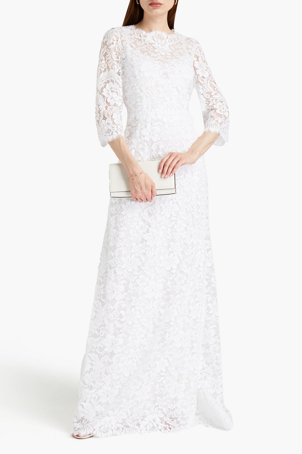 DOLCE&GABBANA فستان سهرة من الدانتيل النافر المصنوع من مزيج القطن