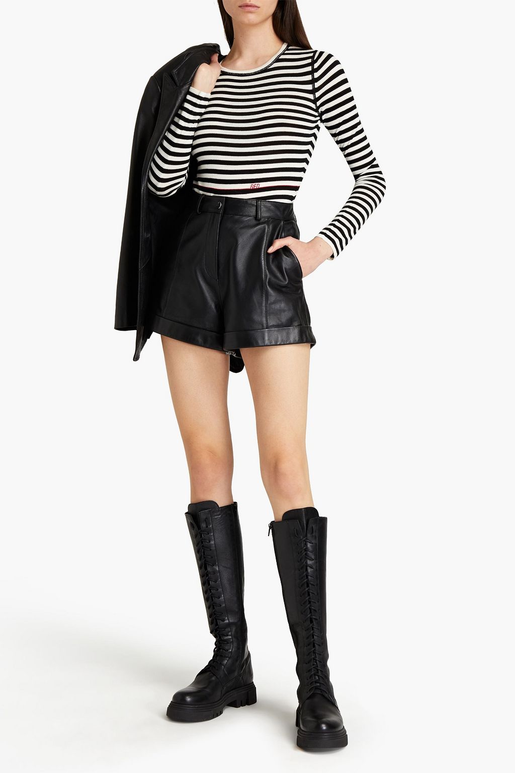 REDVALENTINO Striped intarsia wool bodysuit