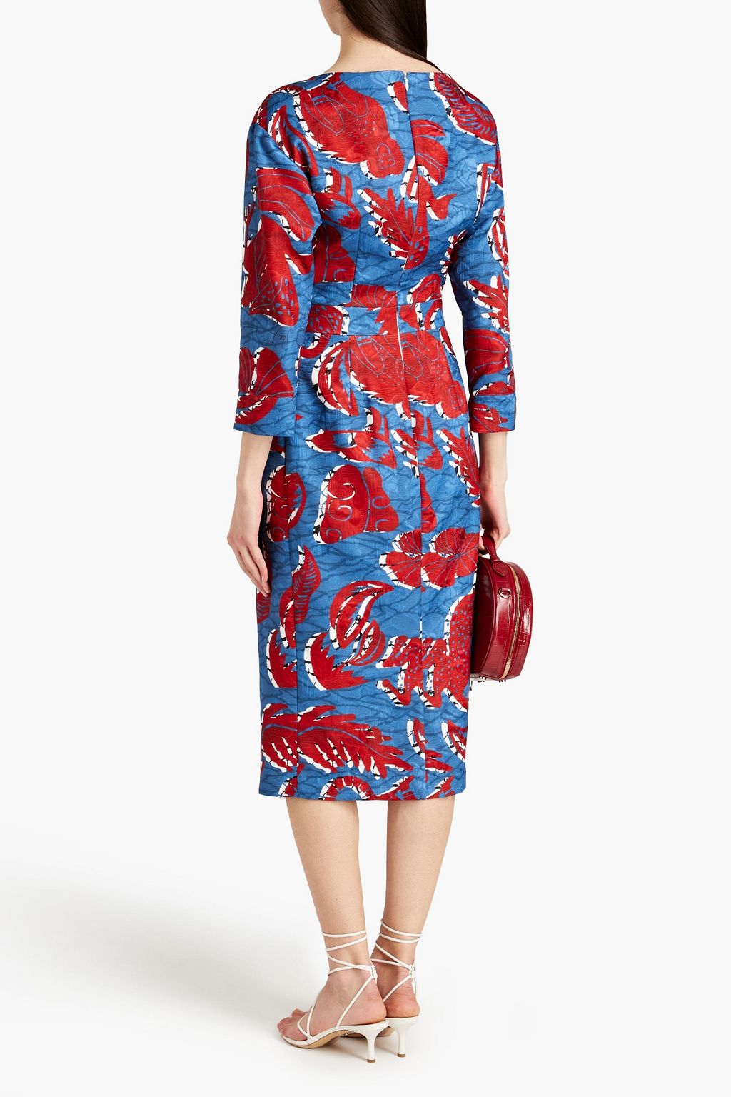 STELLA JEAN Pleated jacquard midi dress