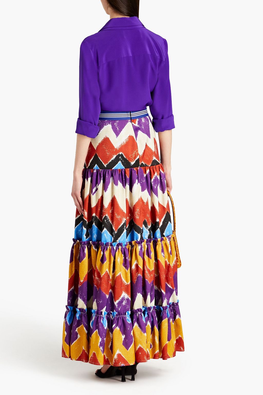 STELLA JEAN Gathered printed crepe maxi skirt