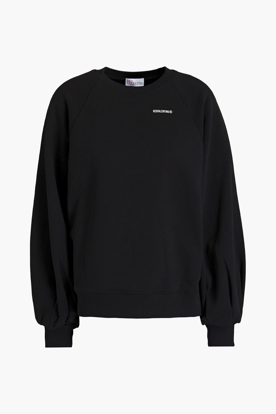 Redvalentino Woman Logo-print French Cotton-blend Terry Sweatshirt Black Size L