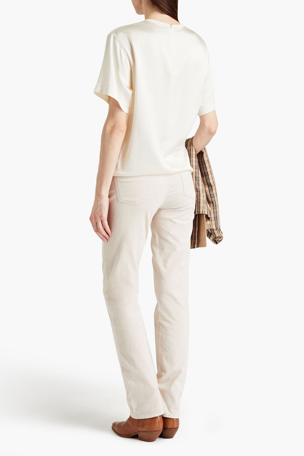 7 FOR ALL MANKIND Cotton-blend velvet low-rise straight-leg jeans