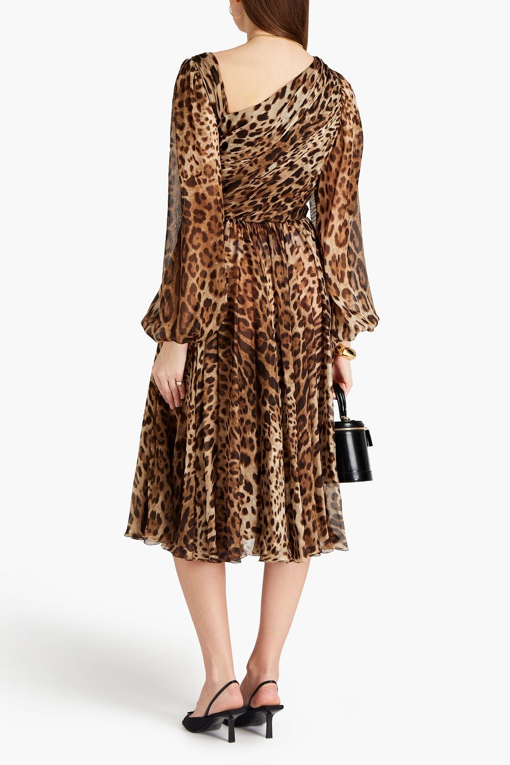DOLCE&GABBANA Wrap-effect leopard-print silk-chiffon dress