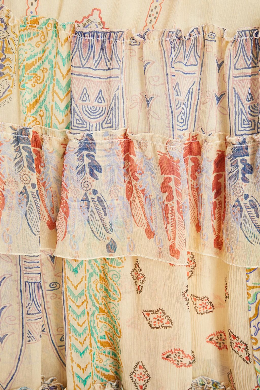 ETRO Tiered printed silk crepe de chine midi skirt