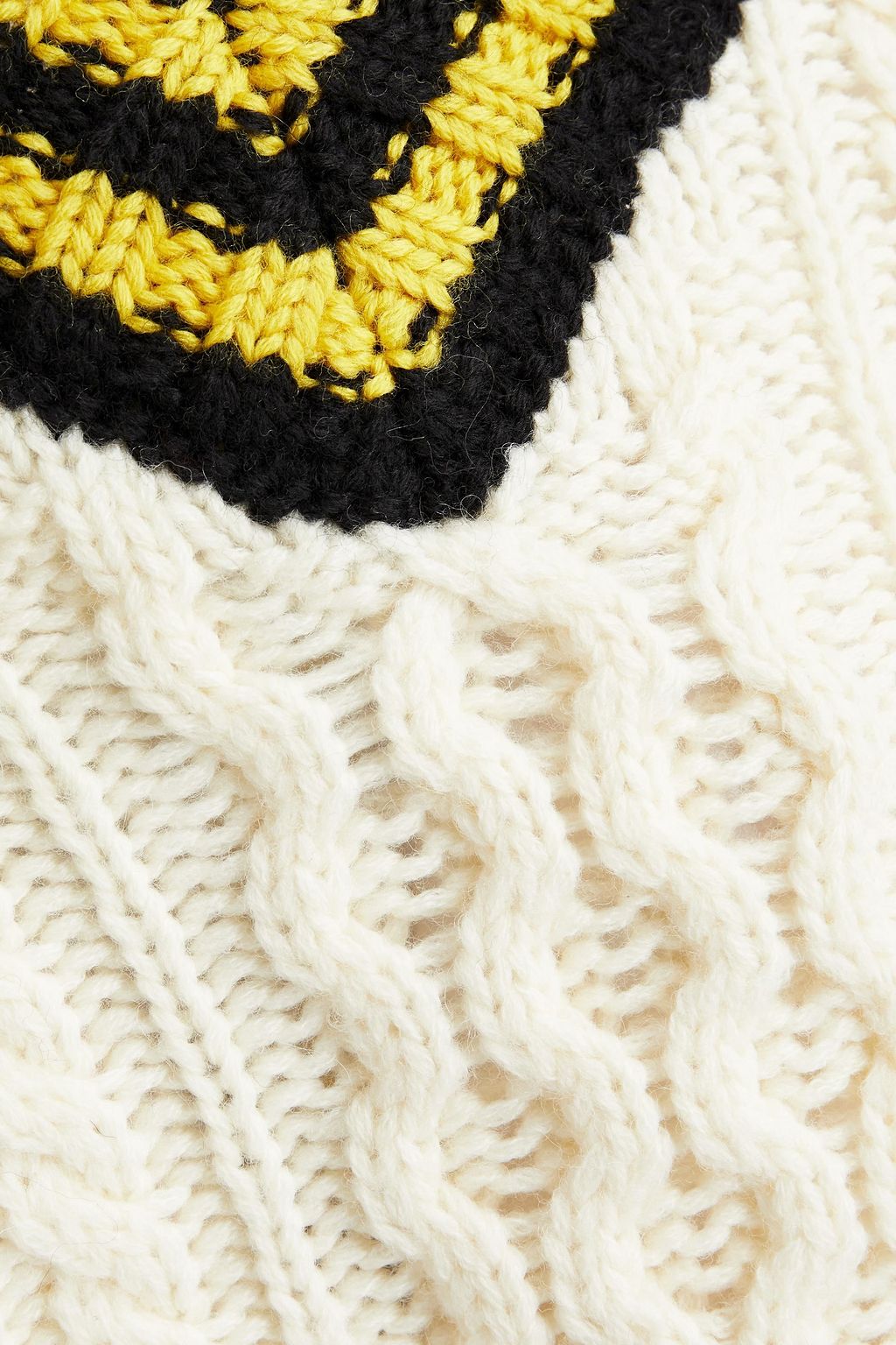 REDVALENTINO Striped cable-knit and intarsia wool sweater