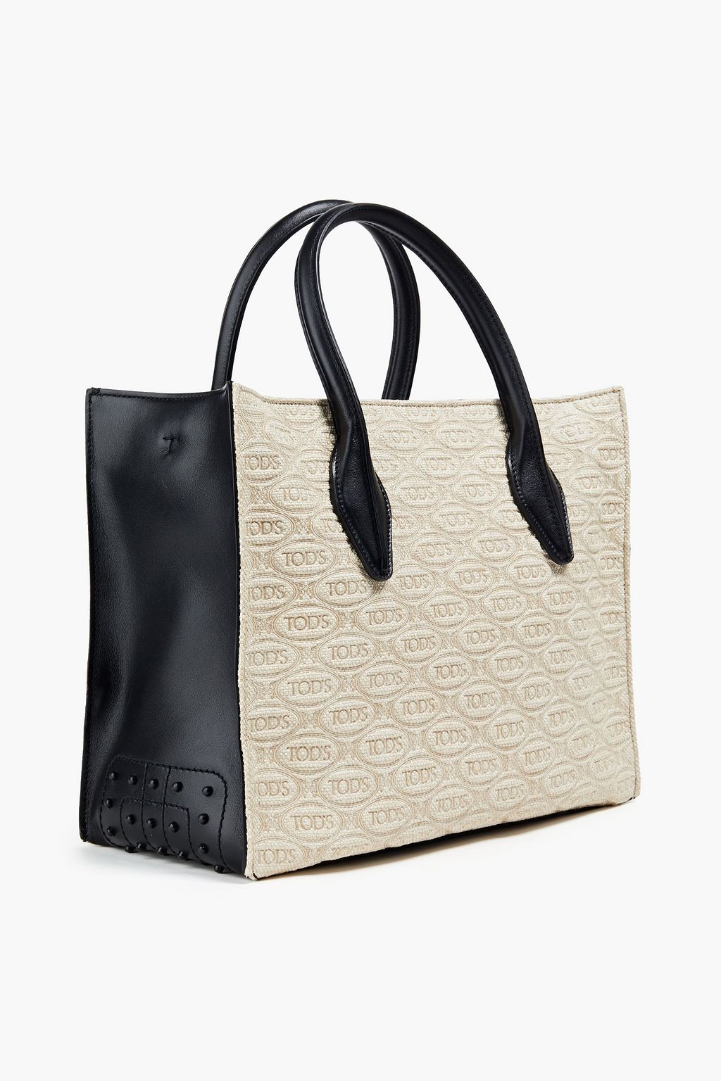 TOD'S Zweifarbige Tote Bag aus Jacquard mit Ledereinsatz