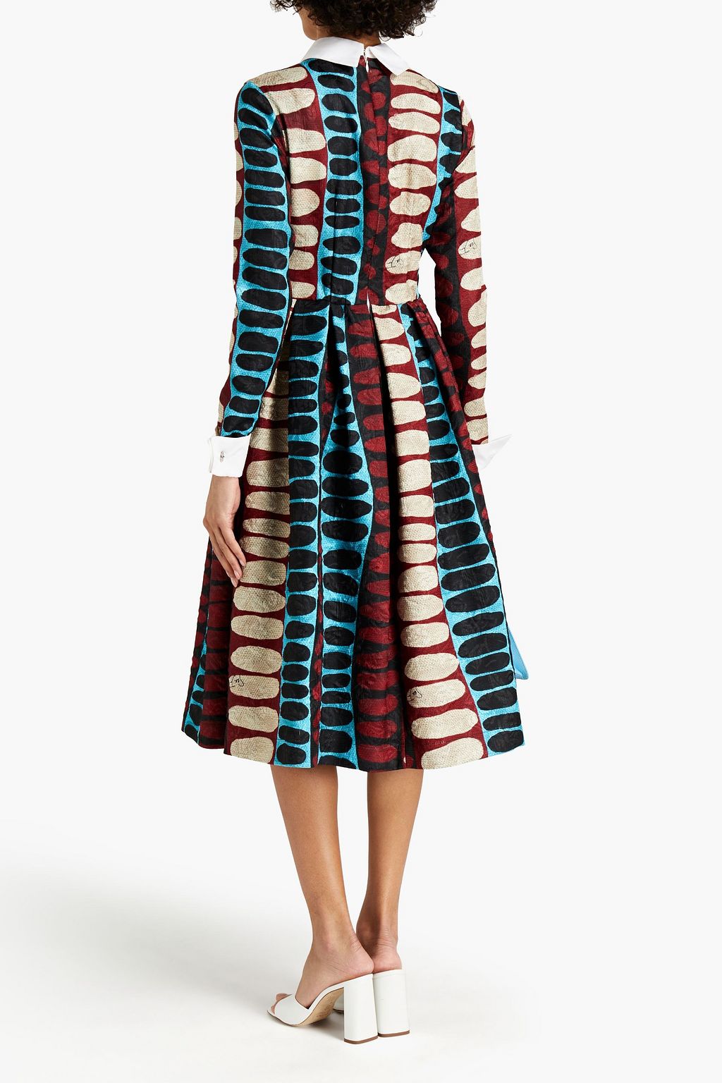 STELLA JEAN Pleated printed jacquard midi dress