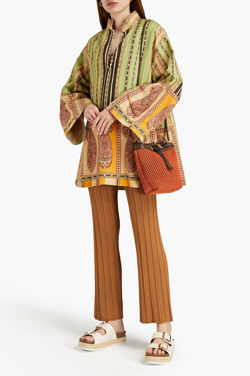 Etro Dress With Striped Pattern And Paisley Macro In Light Green