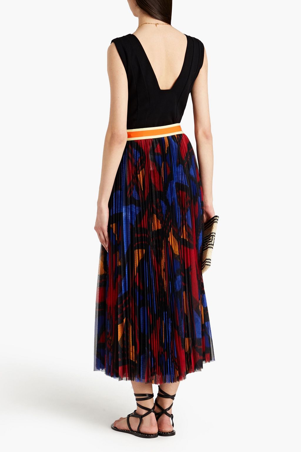 STELLA JEAN Pleated printed tulle maxi skirt