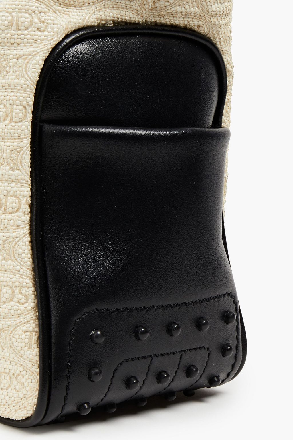 TOD'S Zweifarbige Schultertasche aus Jacquard mit Ledereinsatz