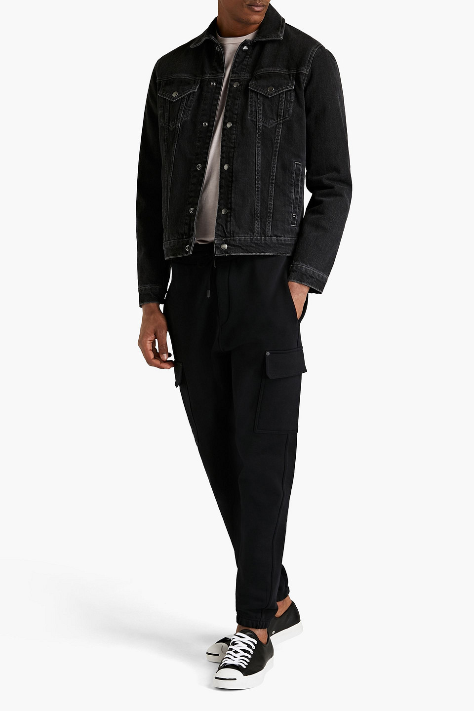 Frame Man Mélange Cotton-blend Fleece Cargo Trousers