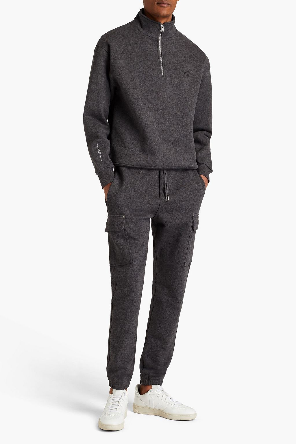 FRAME Schmal zulaufende Sporthose aus Fleece aus einer Baumwollmischung