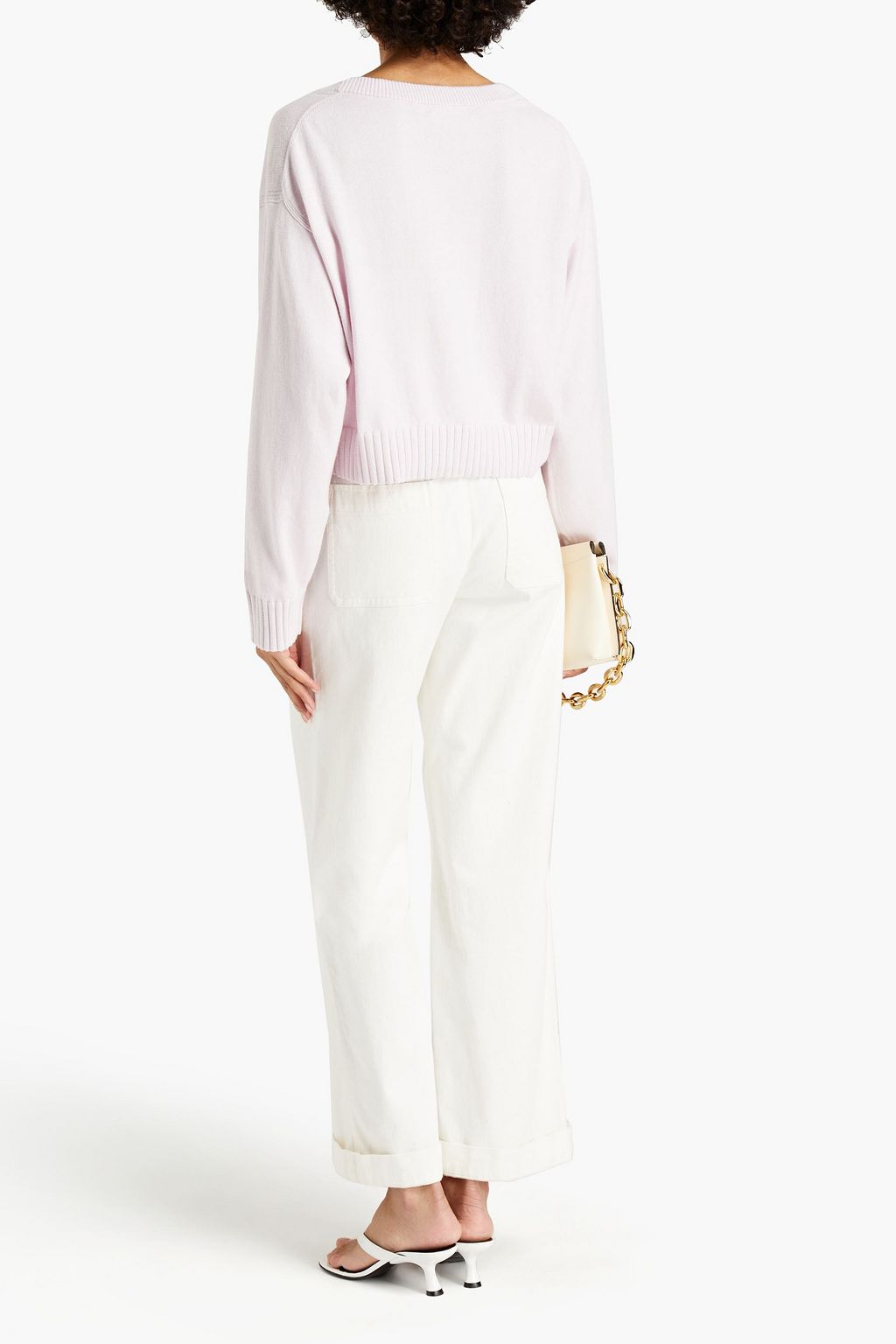 SIMKHAI Cropped mélange cotton and cashmere-blend cardigan