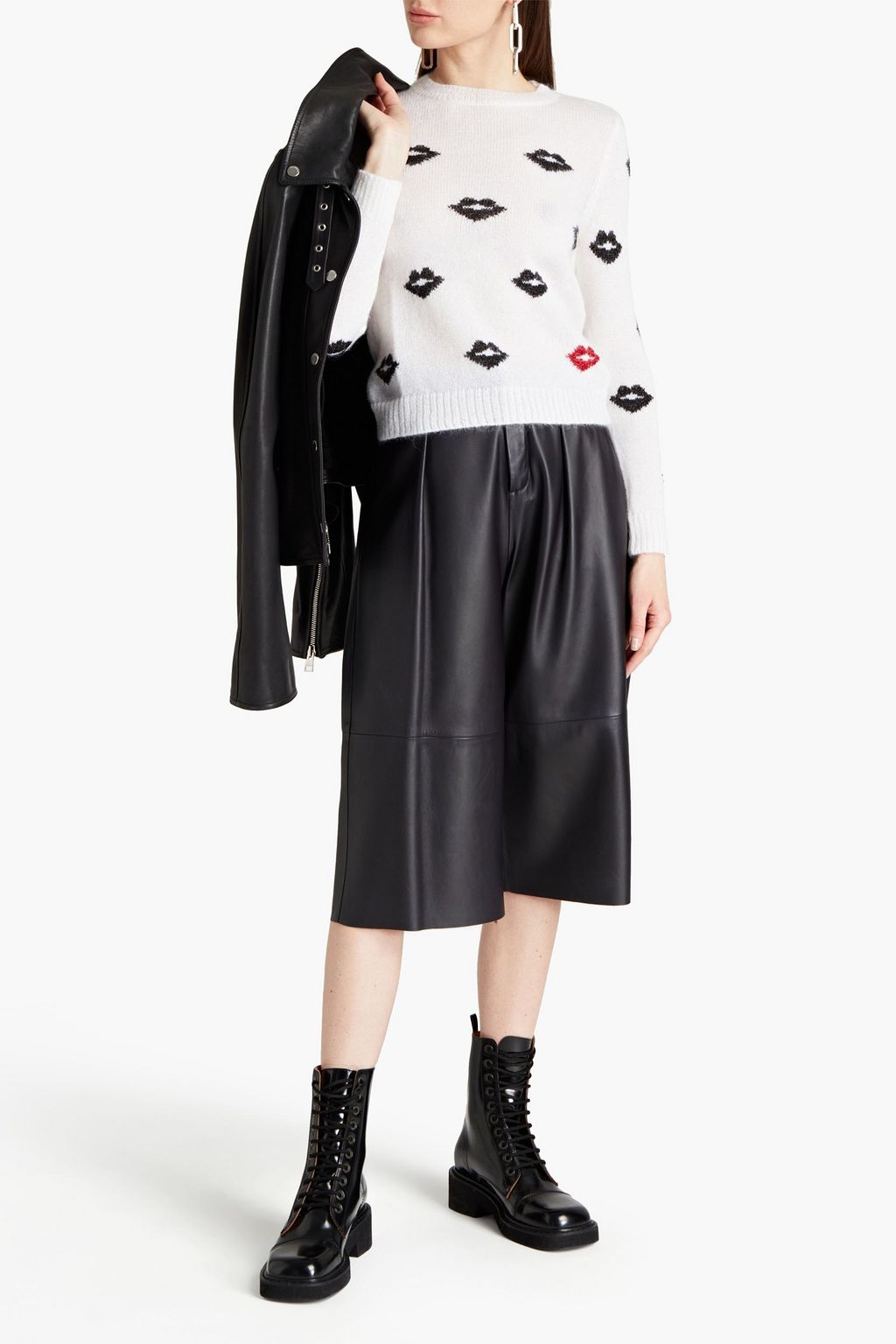REDVALENTINO Brushed intarsia mohair-blend sweater