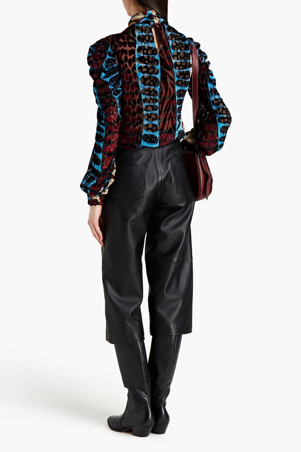STELLA JEAN Printed devoré-velvet blouse