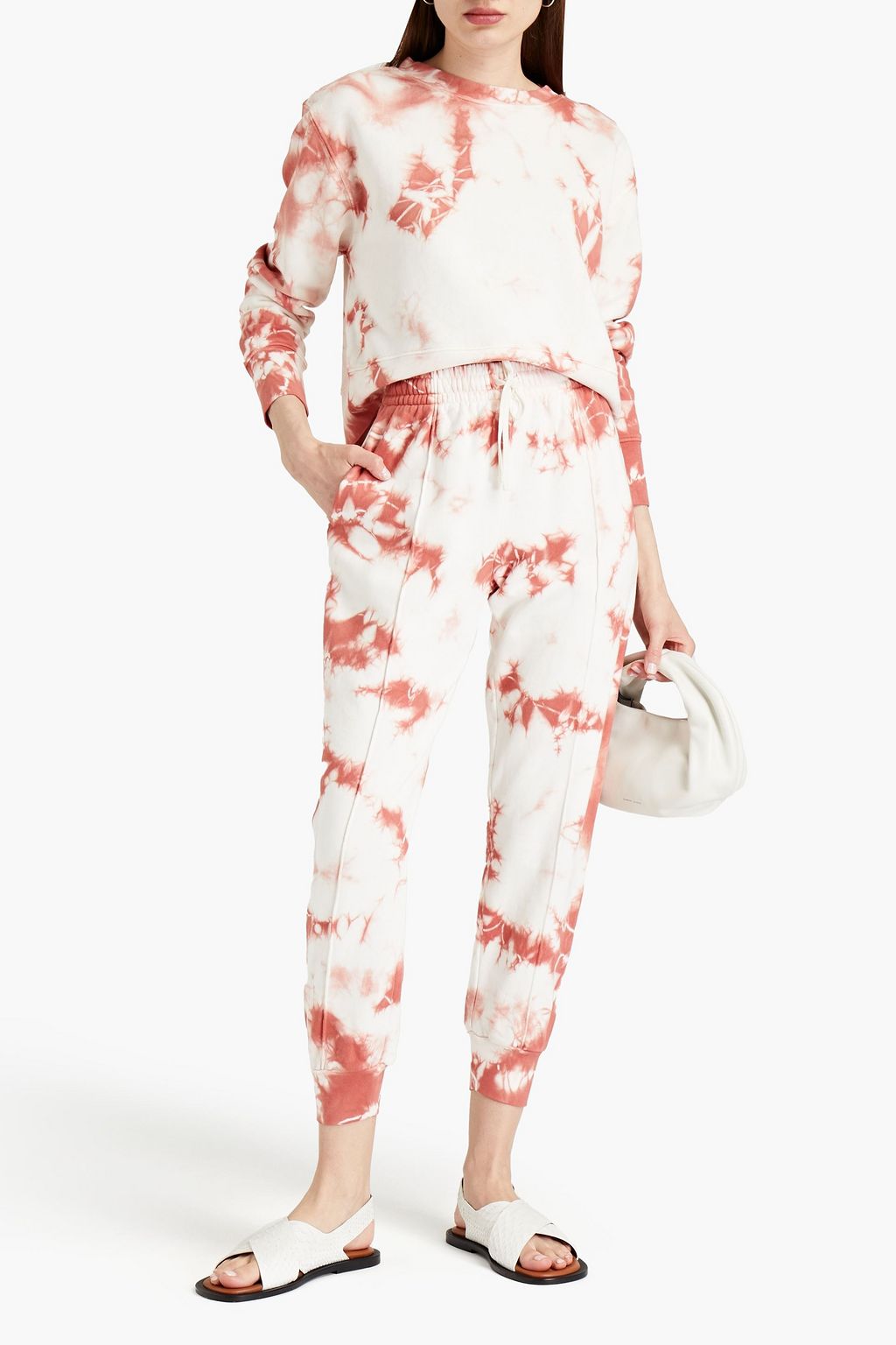SIMKHAI Jordi cropped tie-dyed organic French cotton-terry sweatshirt