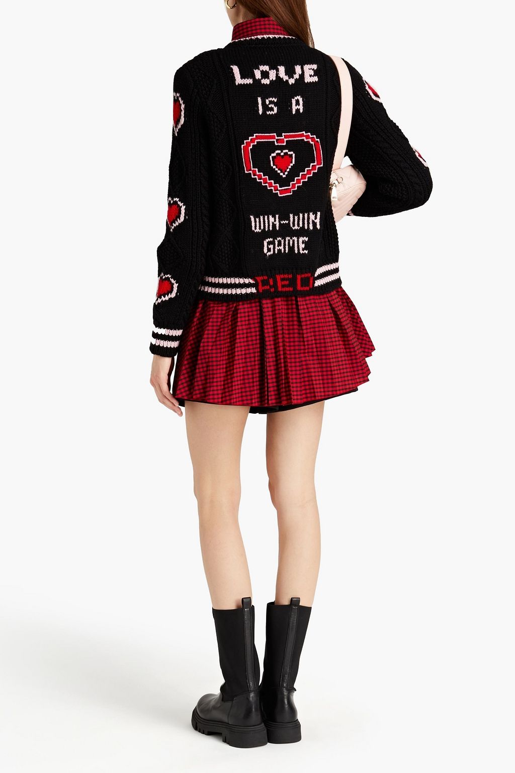 REDVALENTINO Intarsia and cable-knit wool cardigan
