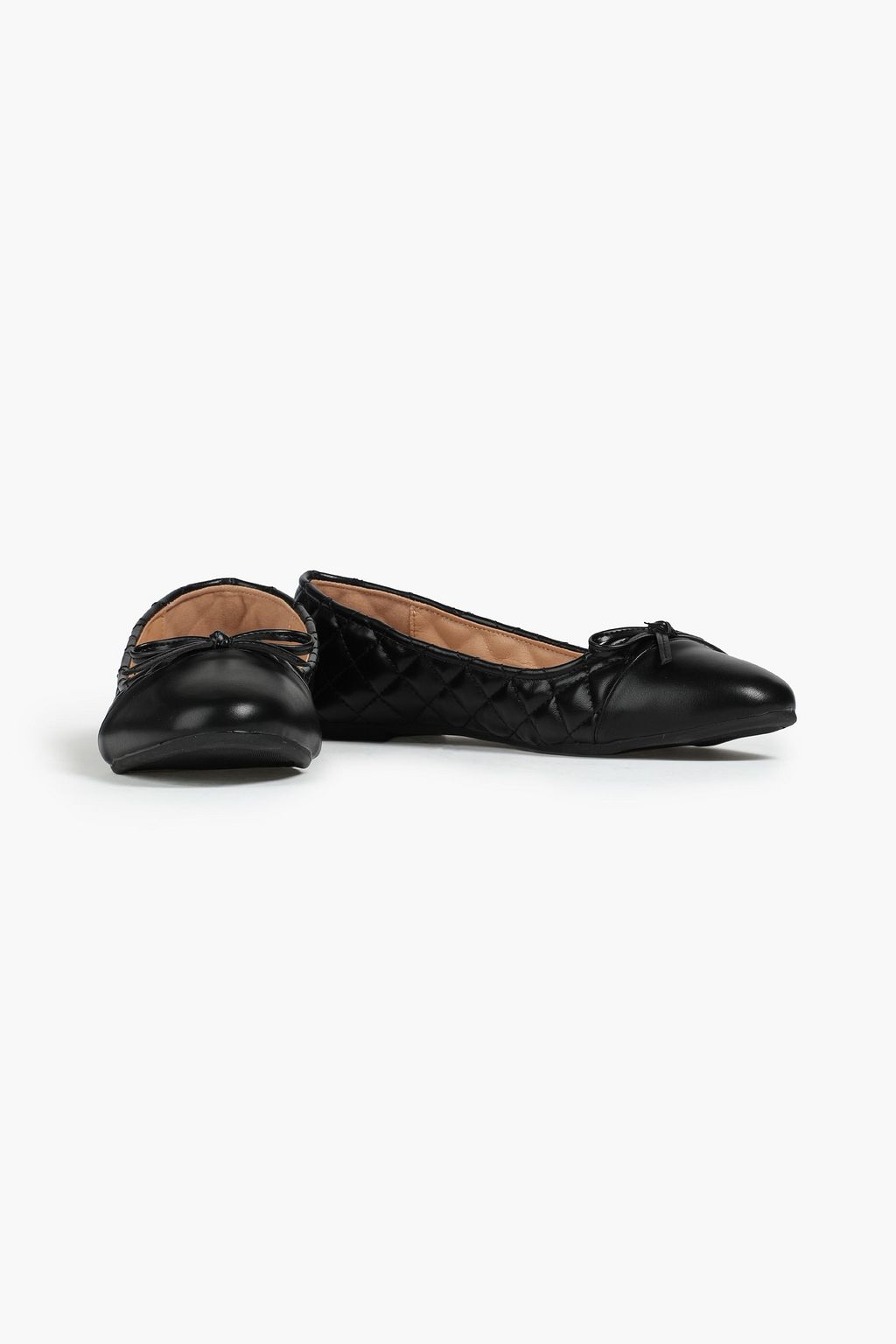 FRENCH SOLE Bow-embellished quilted leather ballet flats