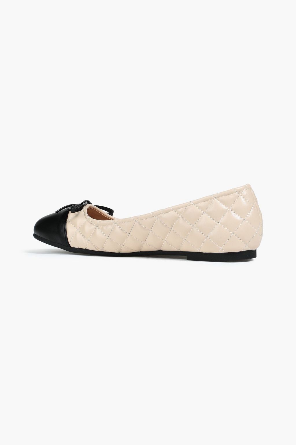 FRENCH SOLE Embellished two-tone quilted leather ballet flats