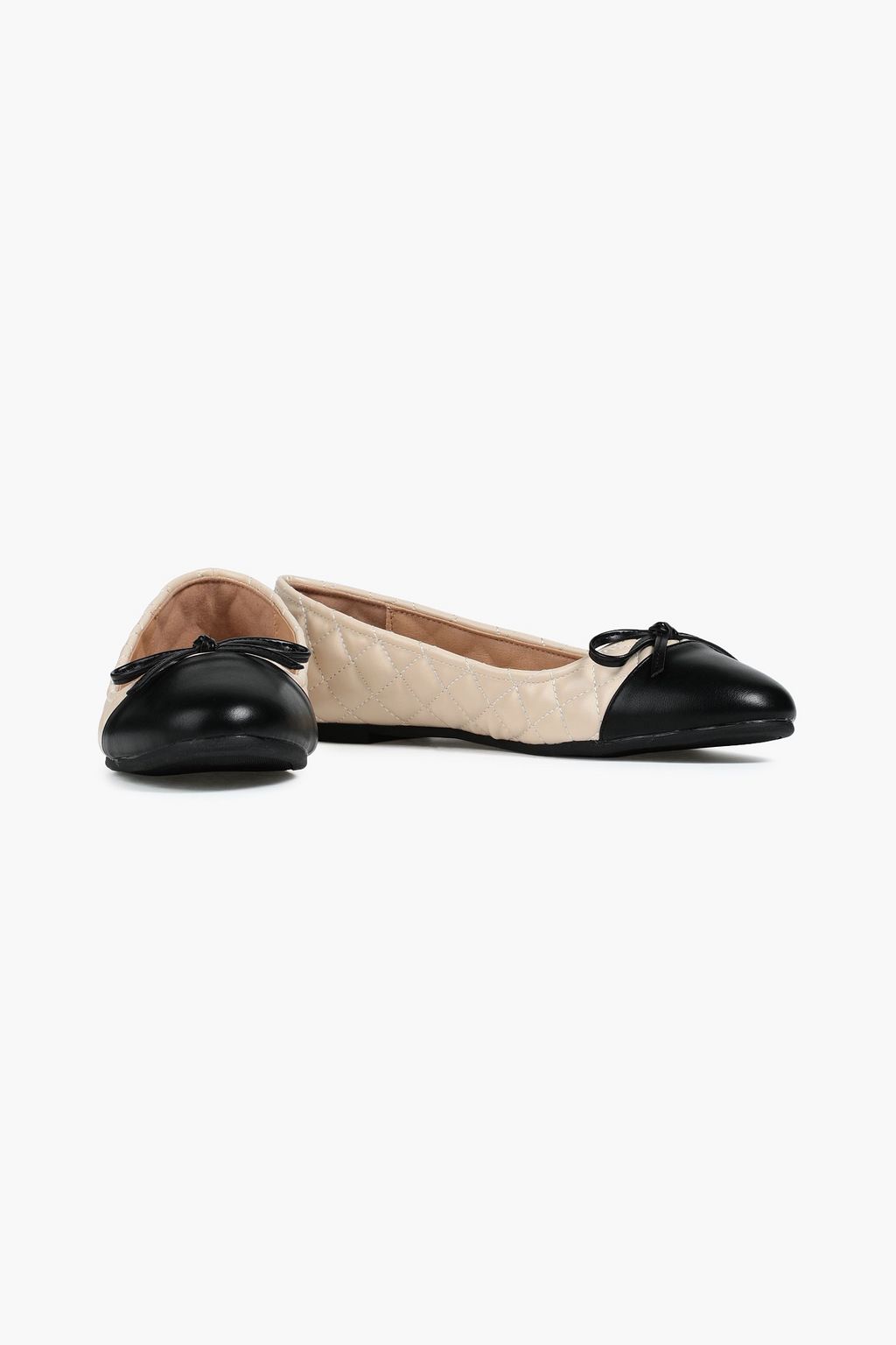 FRENCH SOLE Embellished two-tone quilted leather ballet flats