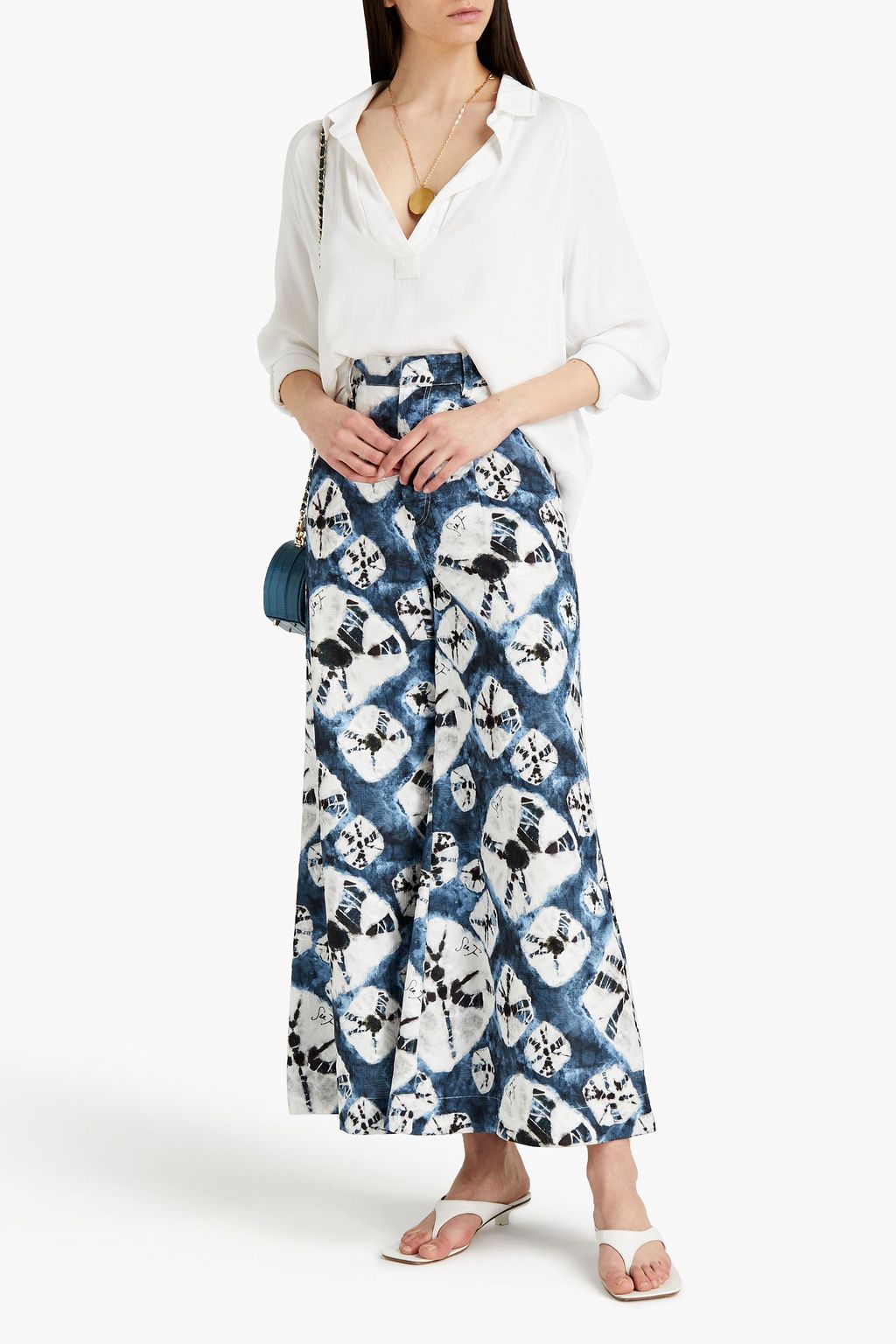 STELLA JEAN Cropped jacquard wide-leg pants