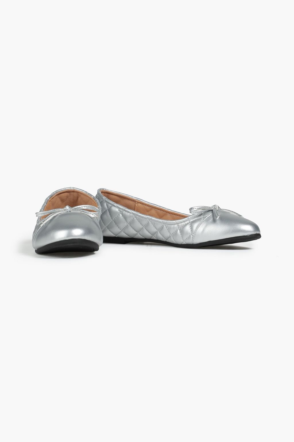 FRENCH SOLE Embellished metallic quilted leather ballet flats THE