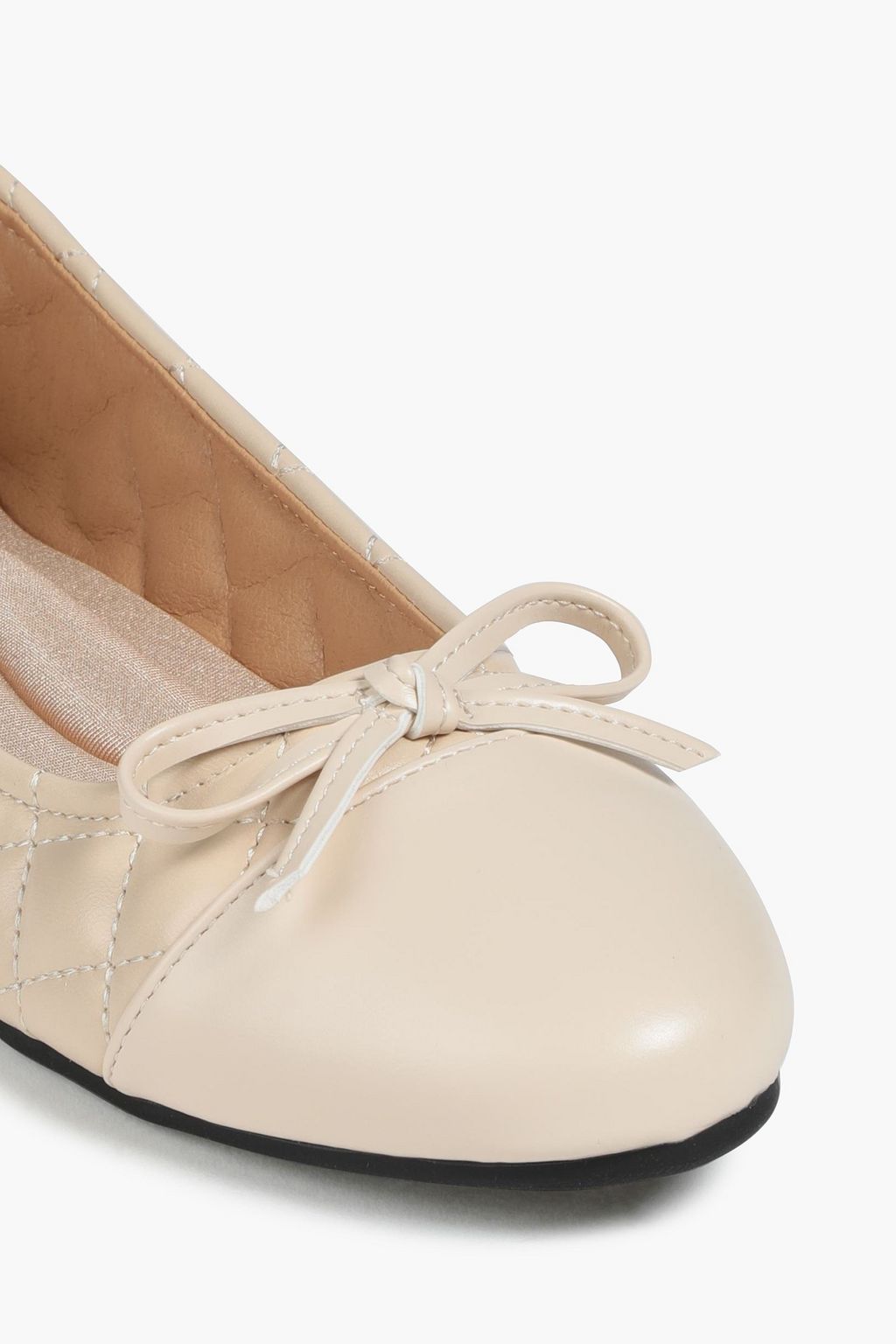 FRENCH SOLE Bow-embellished quilted leather ballet flats