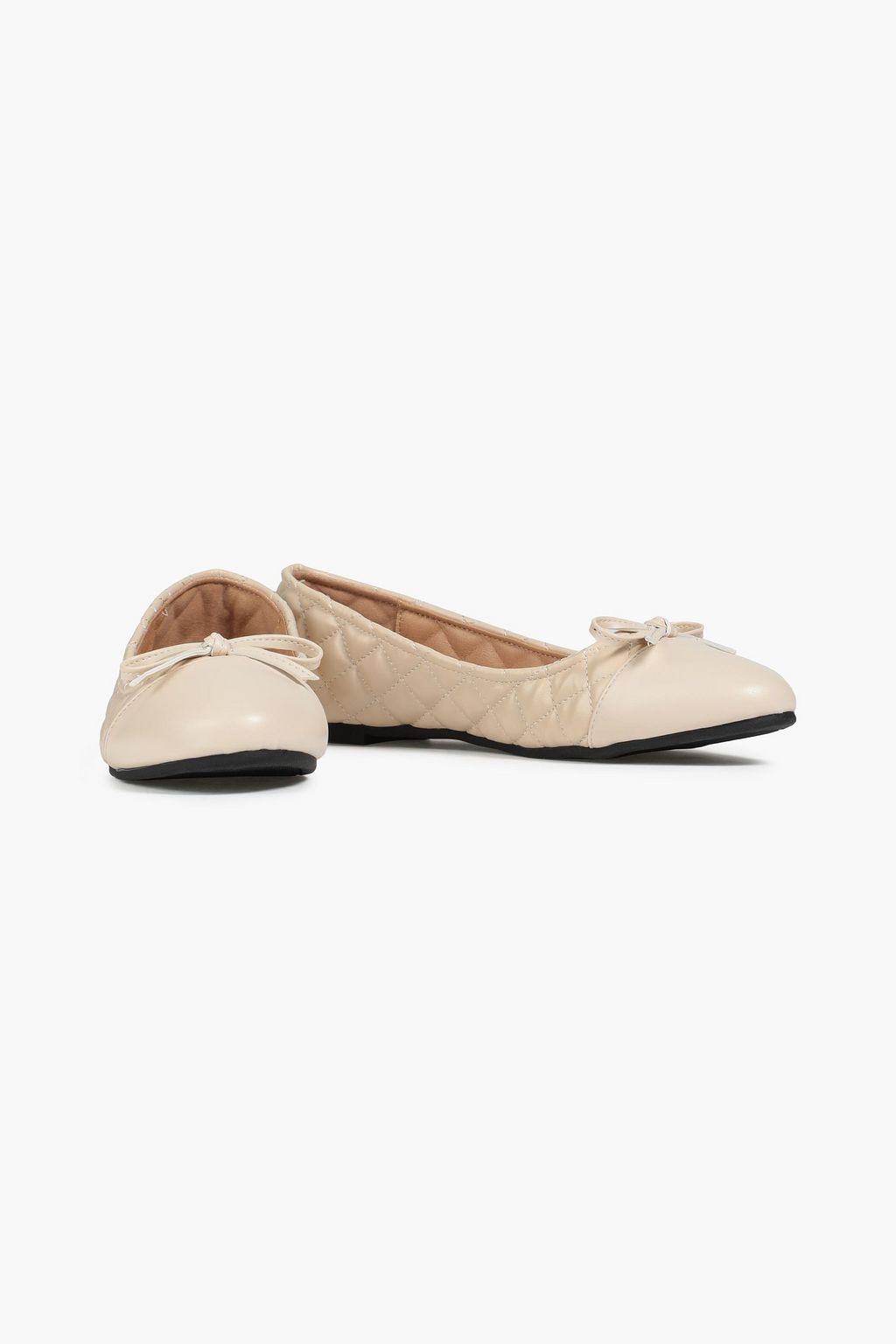 FRENCH SOLE Bow-embellished quilted leather ballet flats