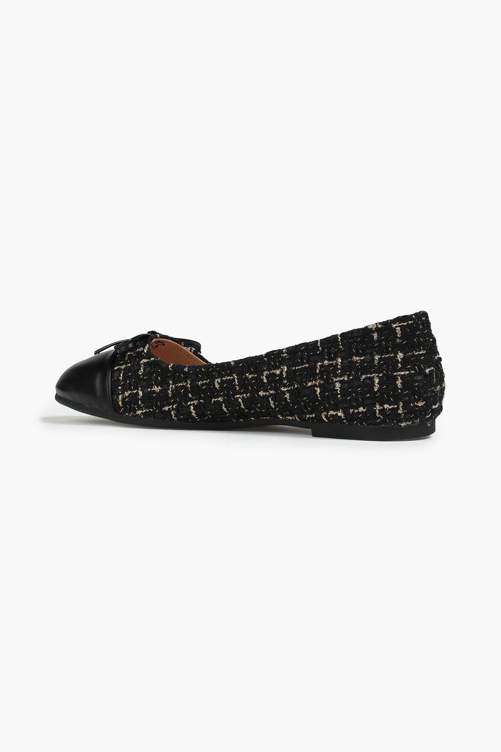FRENCH SOLE Embellished metallic tweed and leather ballet flats