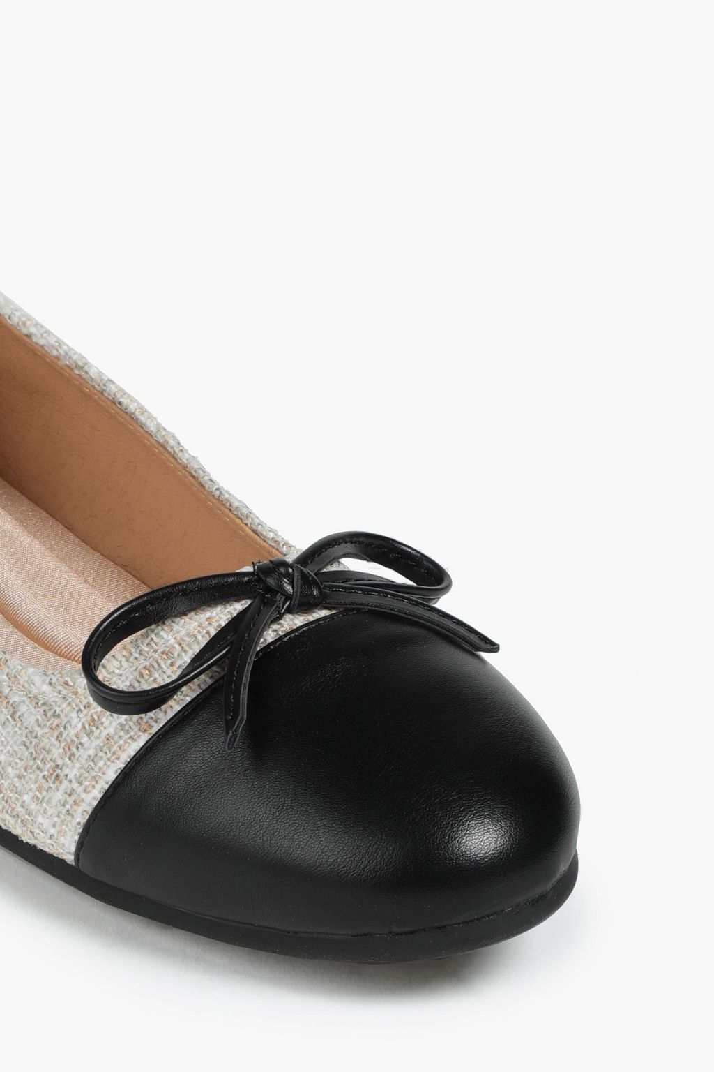 FRENCH SOLE Embellished leather and tweed ballet flats