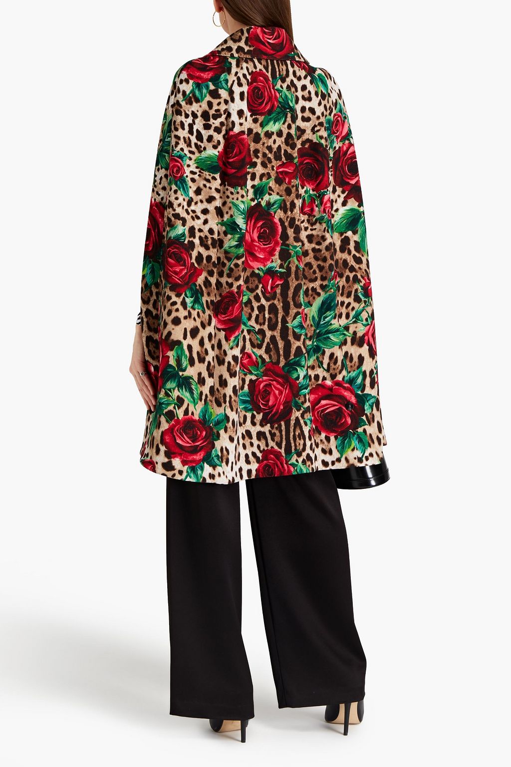 DOLCE&GABBANA Embellished printed wool-crepe cape