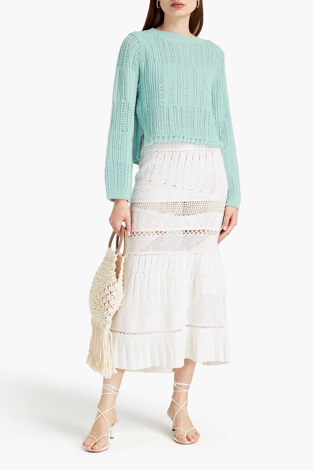 SIMKHAI Amberly pointelle-knit cotton sweater