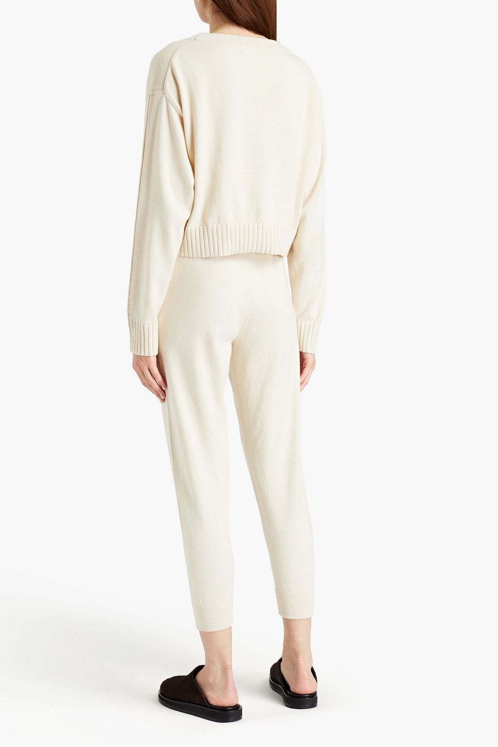 SIMKHAI Cropped mélange cotton and cashmere-blend cardigan