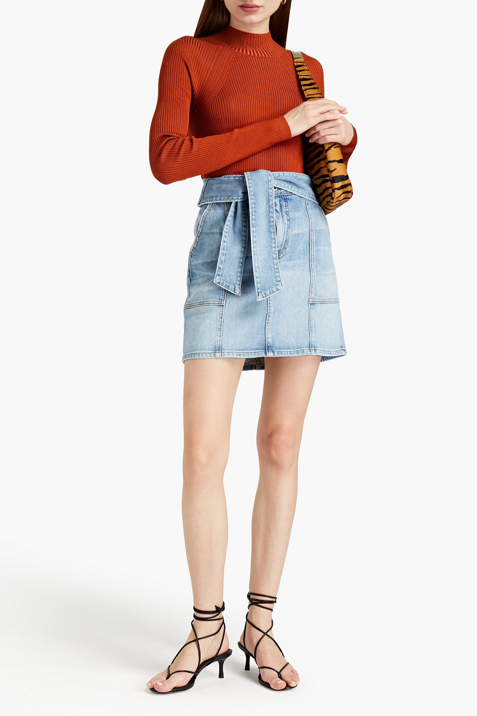 Jonathan Simkhai Kennie Belted Denim Mini Skirt In Blue