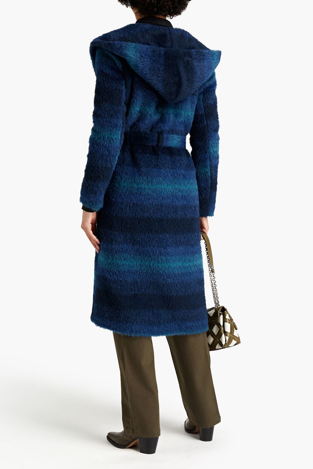 STELLA JEAN Checked brushed-felt hooded coat