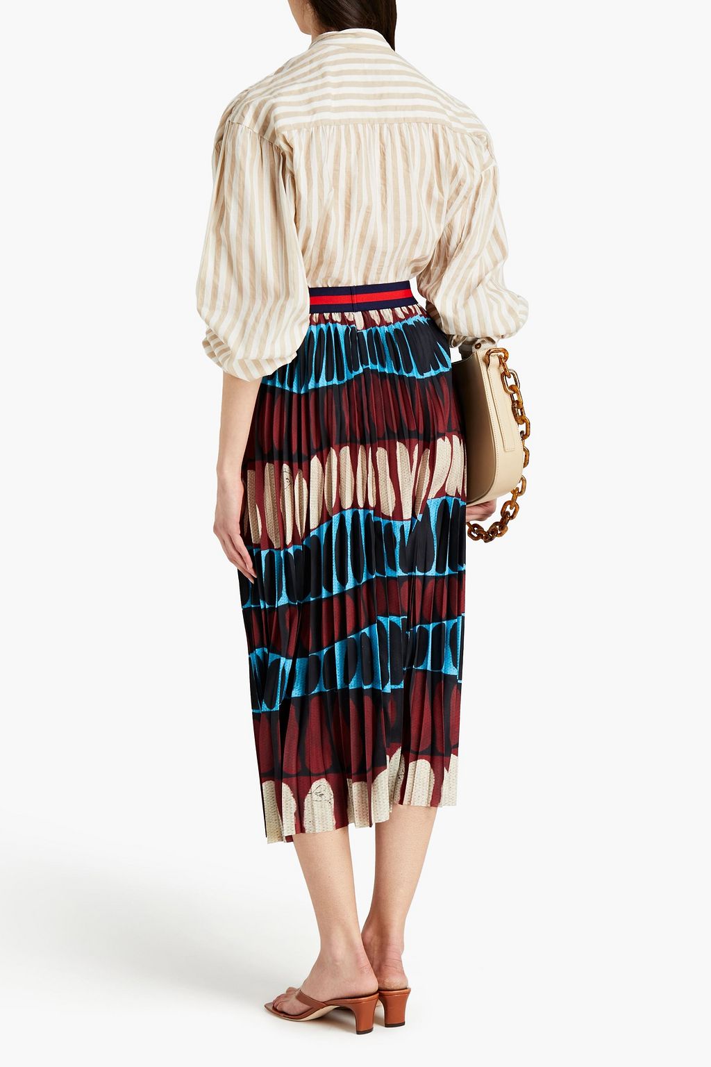 STELLA JEAN Pleated printed crepe de chine midi skirt