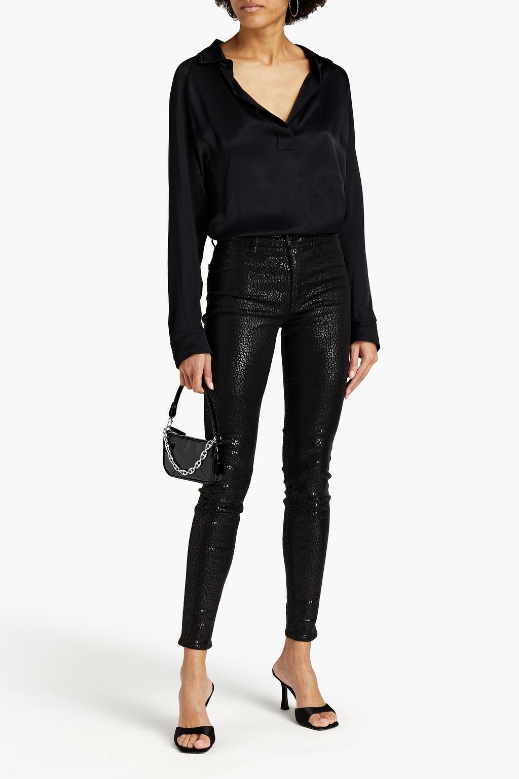 7 FOR ALL MANKIND HW Skinny coated mid-rise skinny jeans