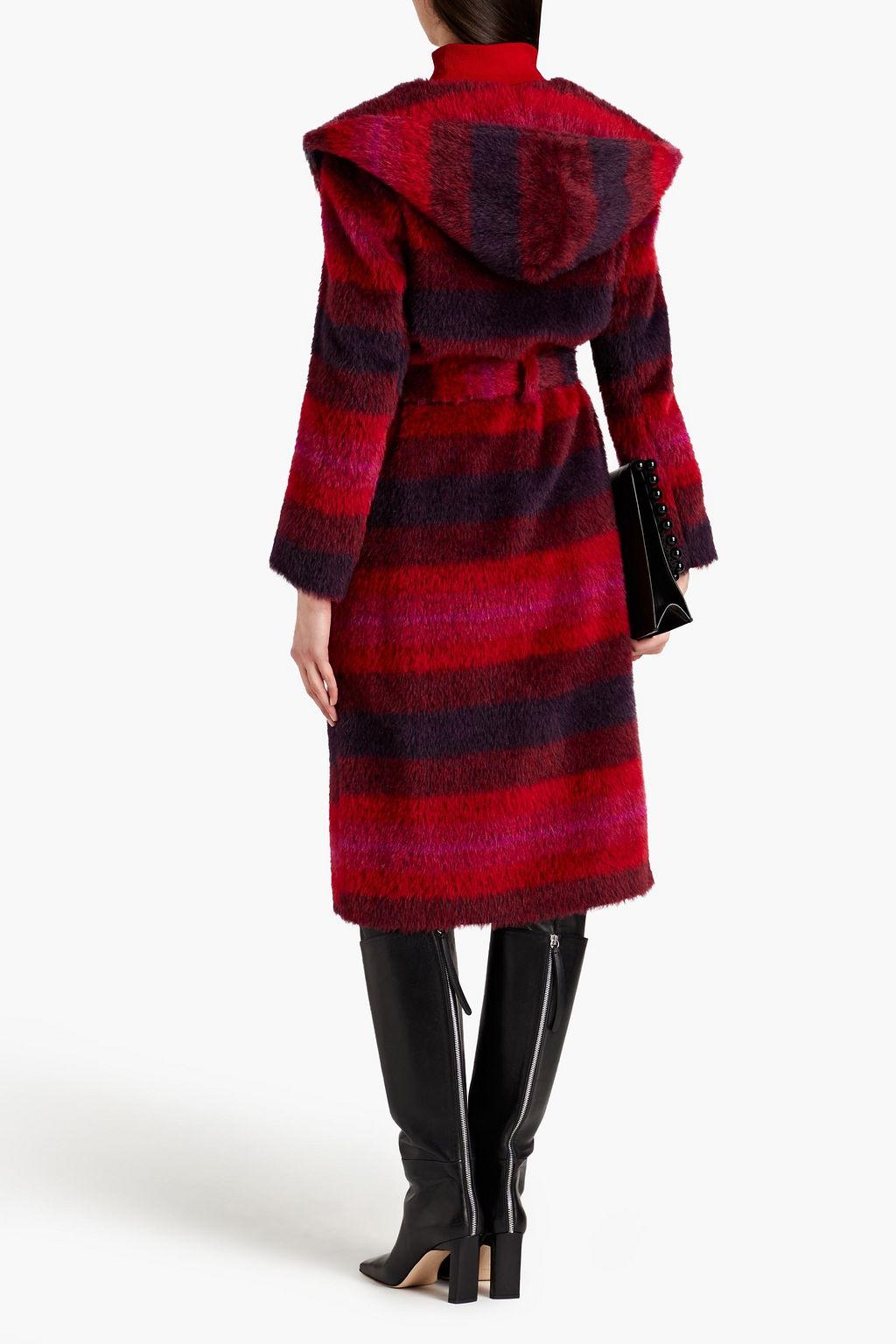 STELLA JEAN Checked brushed-felt hooded coat