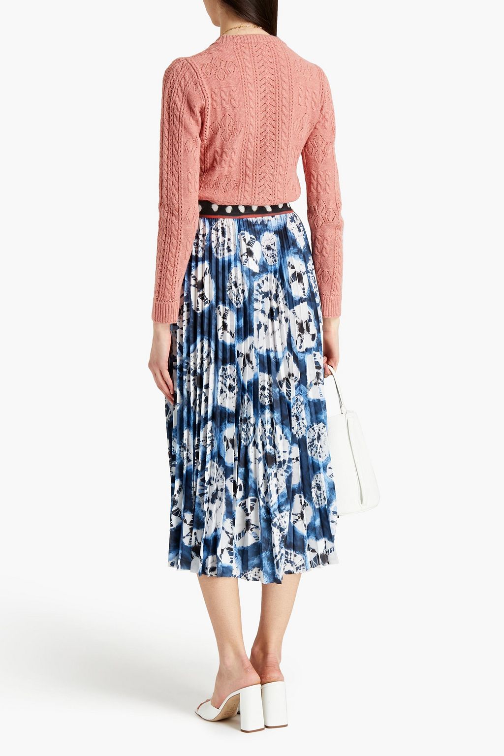STELLA JEAN Pleated printed crepe de chine midi skirt