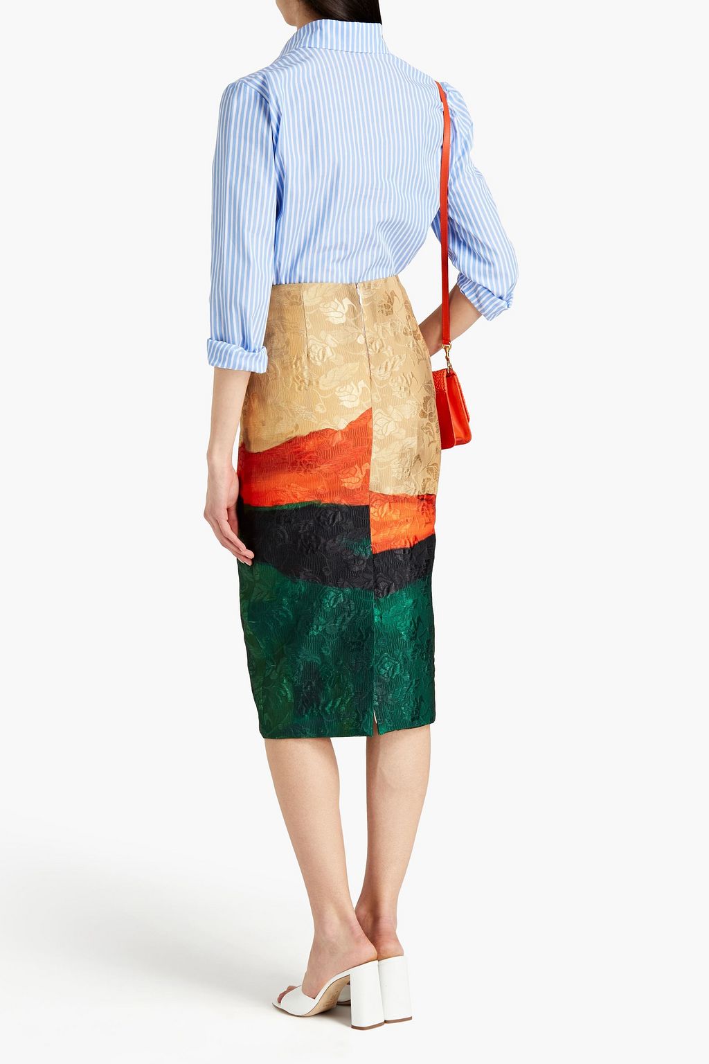 STELLA JEAN Printed cloqué-jacquard pencil skirt