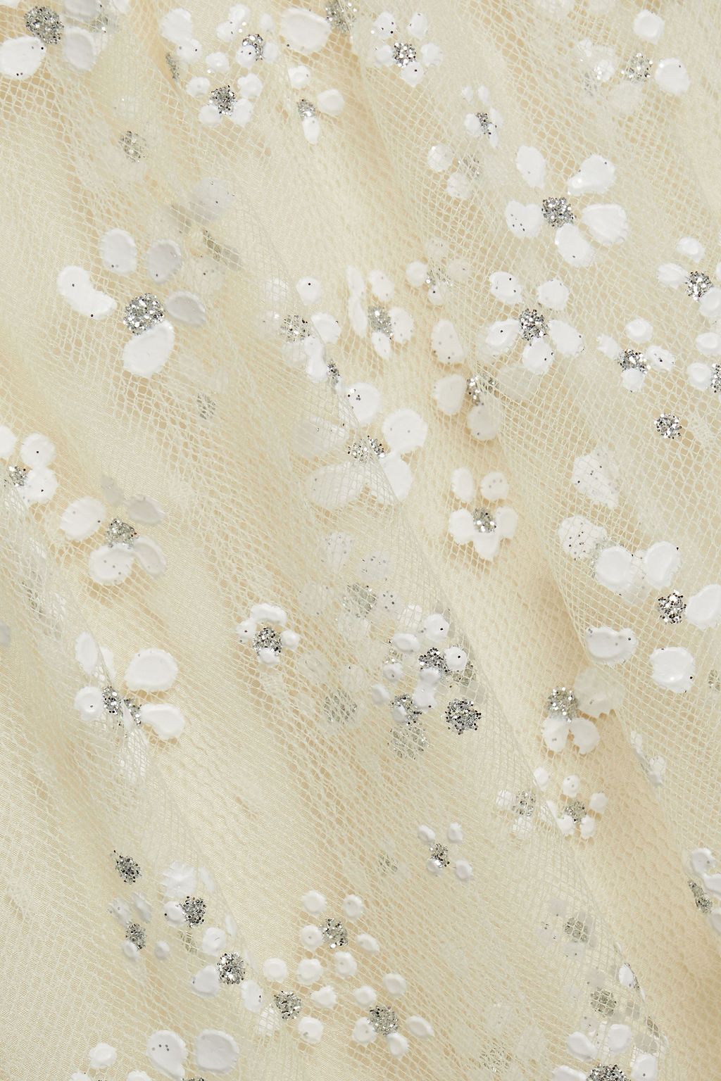 REDVALENTINO Glittered floral-print point d'espirit mini dress