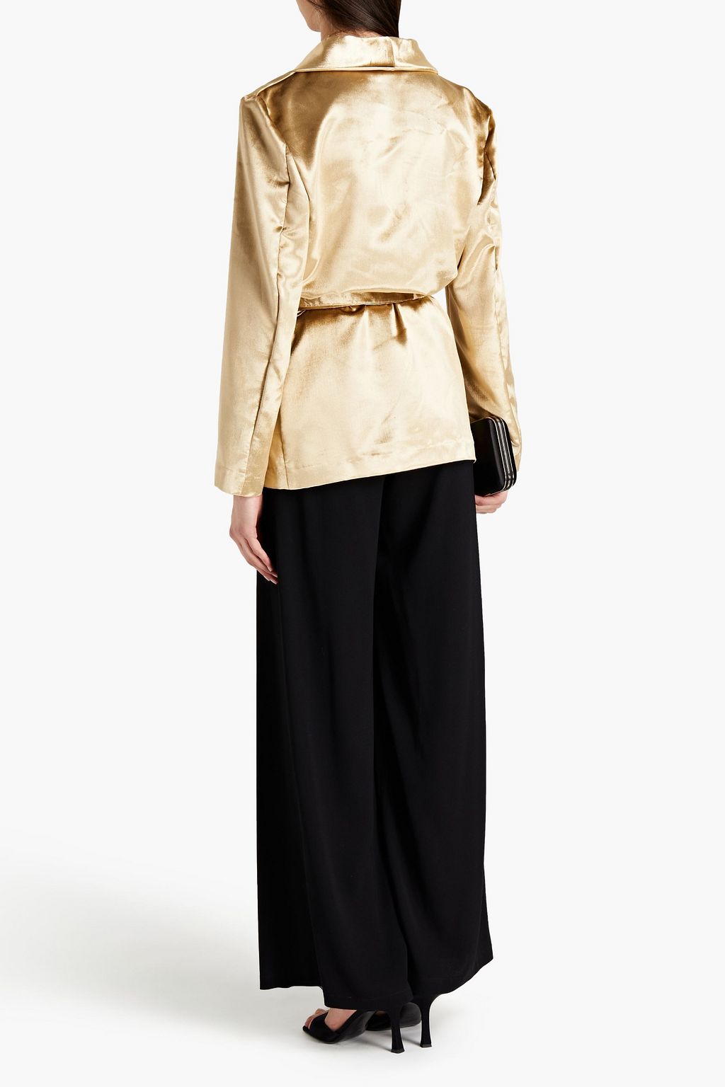 STELLA JEAN Double-breasted belted velvet blazer